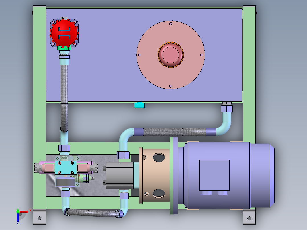 单缸3千瓦12MPa液压站含三维二维说明书俯视图