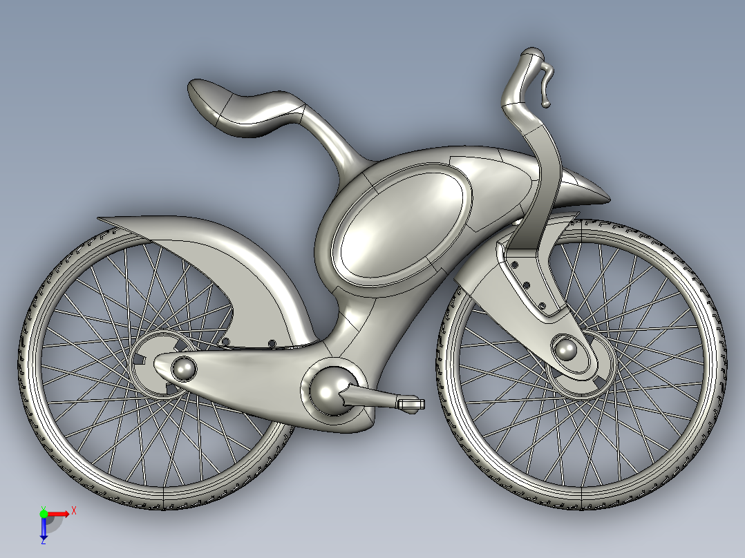 34---自行车2step三维图纸模型设计图纸俯视图