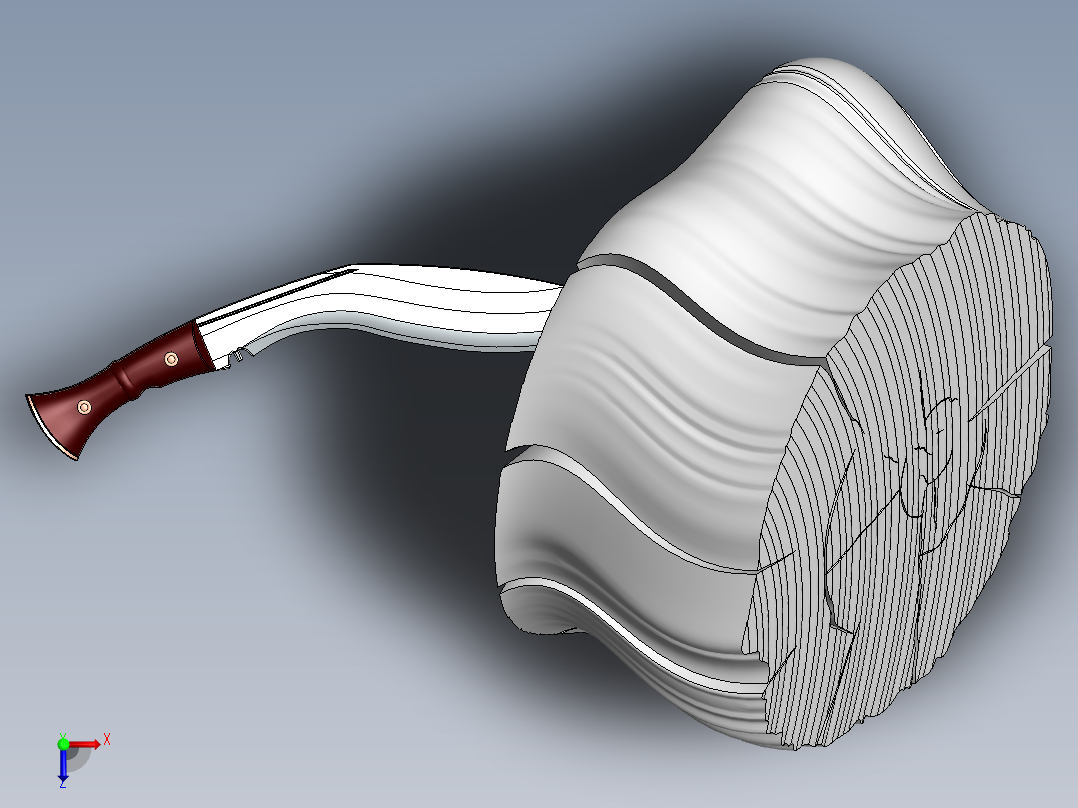 尼泊尔军刀设计模型三维SW2012带参俯视图