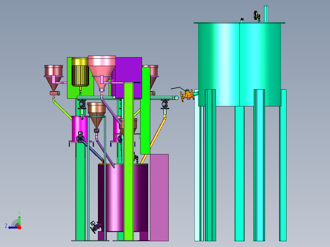 模具表面喷涂材料的混合机右视图