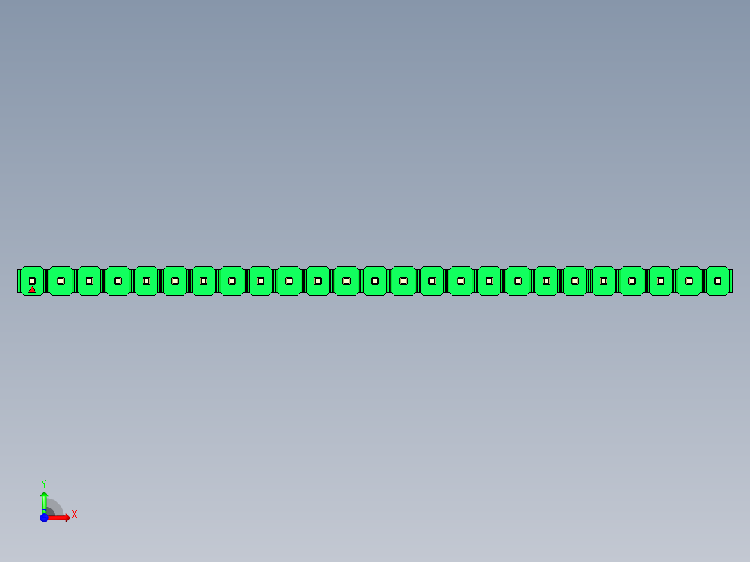 彩色公头100mil（2.54mm）系列-DS1021_green_1x25p_100mil_Type19_rev1.0前视图