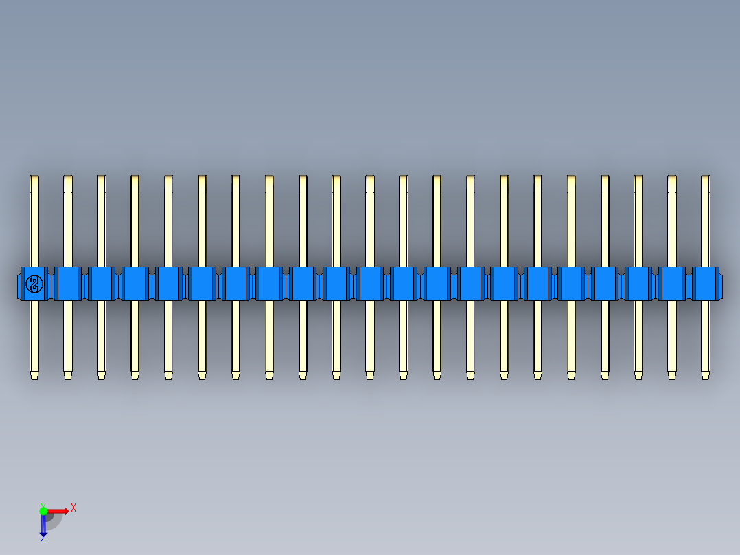 彩色公排针 100mil 2.54mm 系列-DS1022_blue_3x21p_100mil_TypeD_rev1.0俯视图