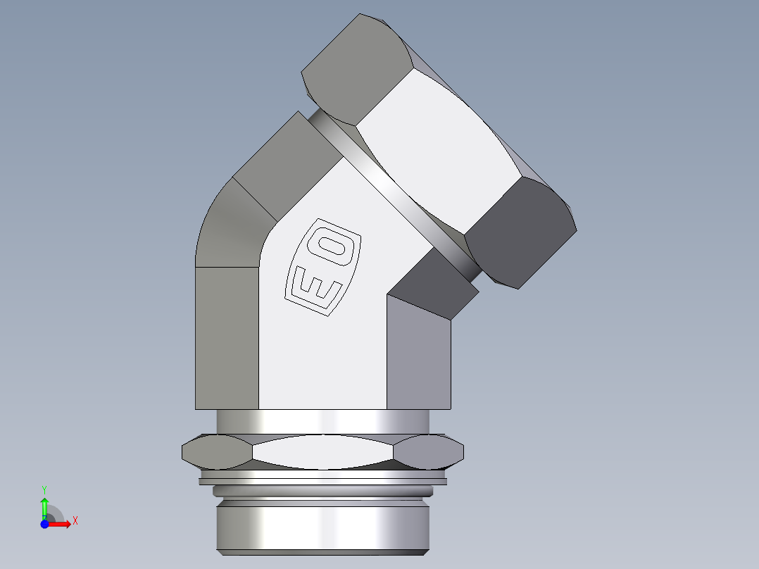 卡套式工业通用硬管接头EO_Adjustable_locknut_45_deg_elbow_VEE42ZLMORCF前视图