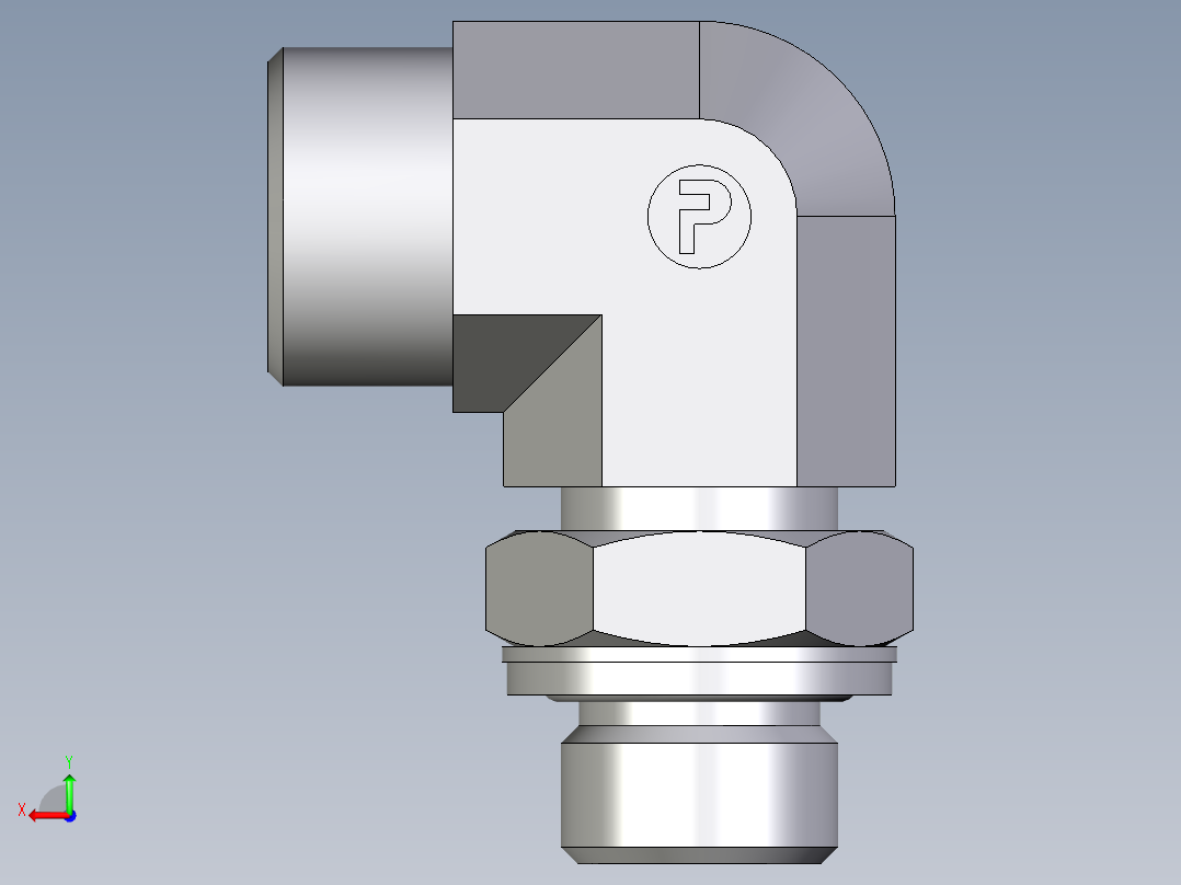 卡套式工业通用硬管接头EO_Adjustable_Locknut_elbow_WEE15LMOMDCF后视图