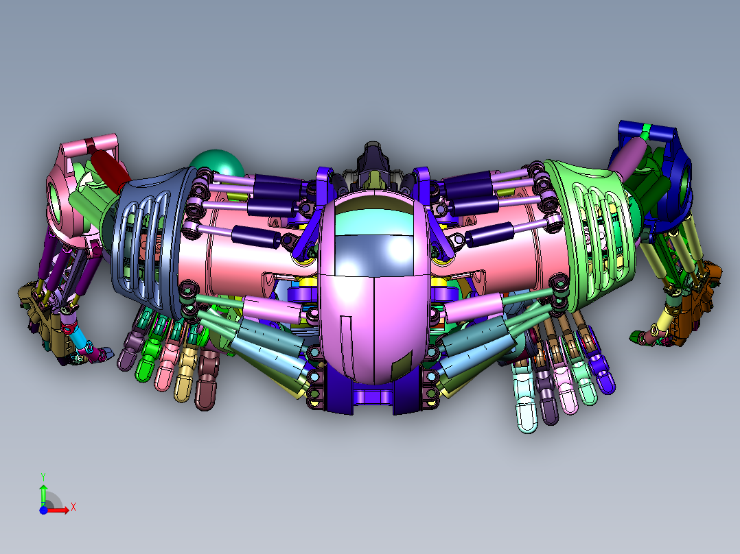 机械钢铁类人机器人前视图