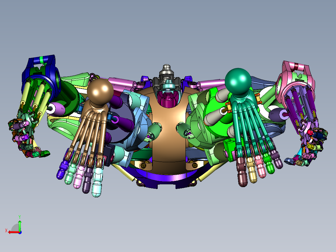 机械钢铁类人机器人后视图