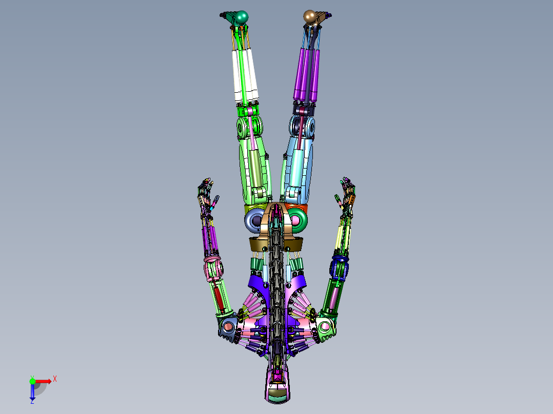 机械钢铁类人机器人俯视图