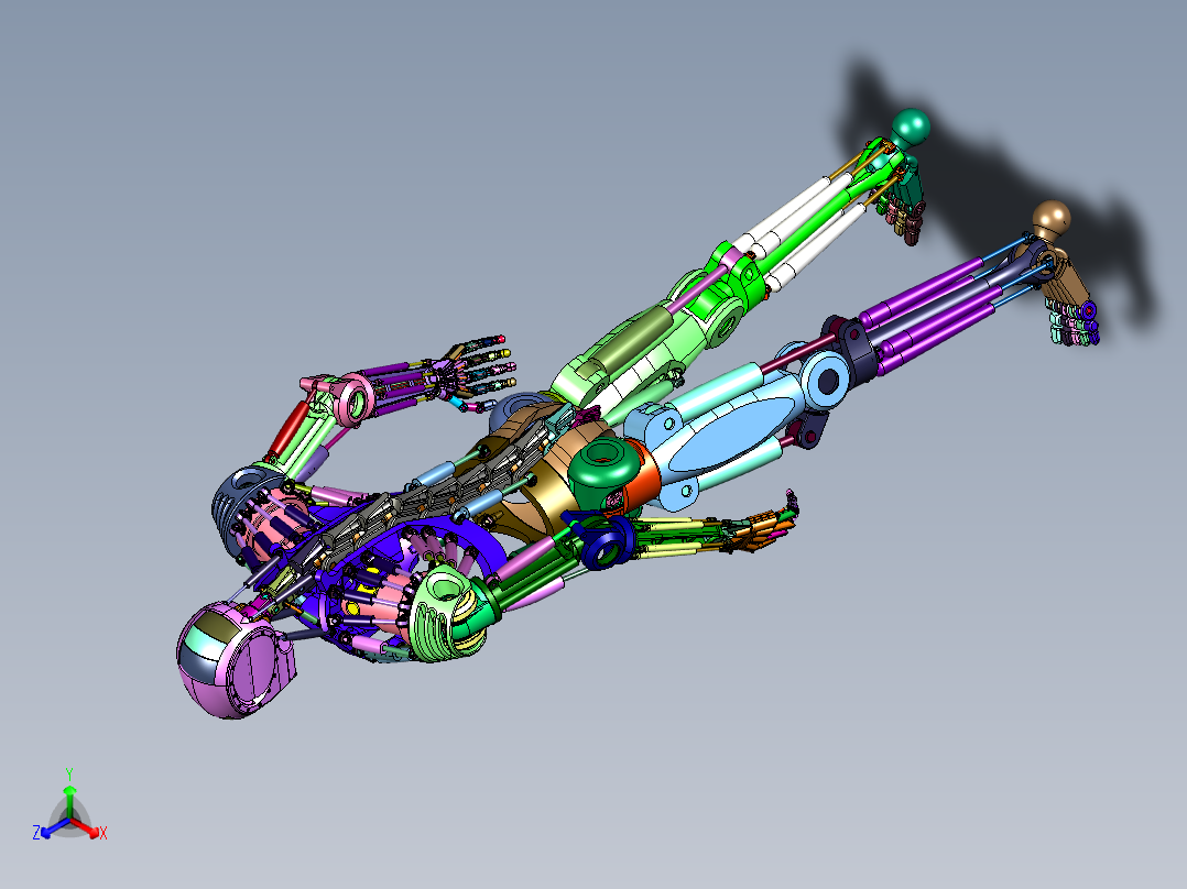 机械钢铁类人机器人正等轴测图