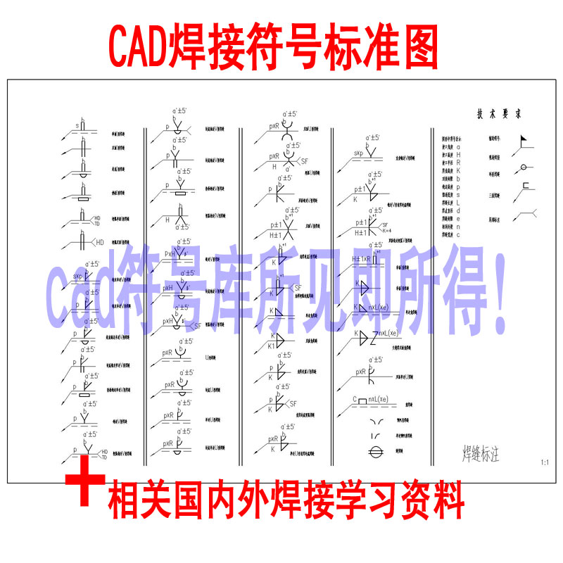 CAD焊接符号库机械设计CAD图纸焊接资料学习素材