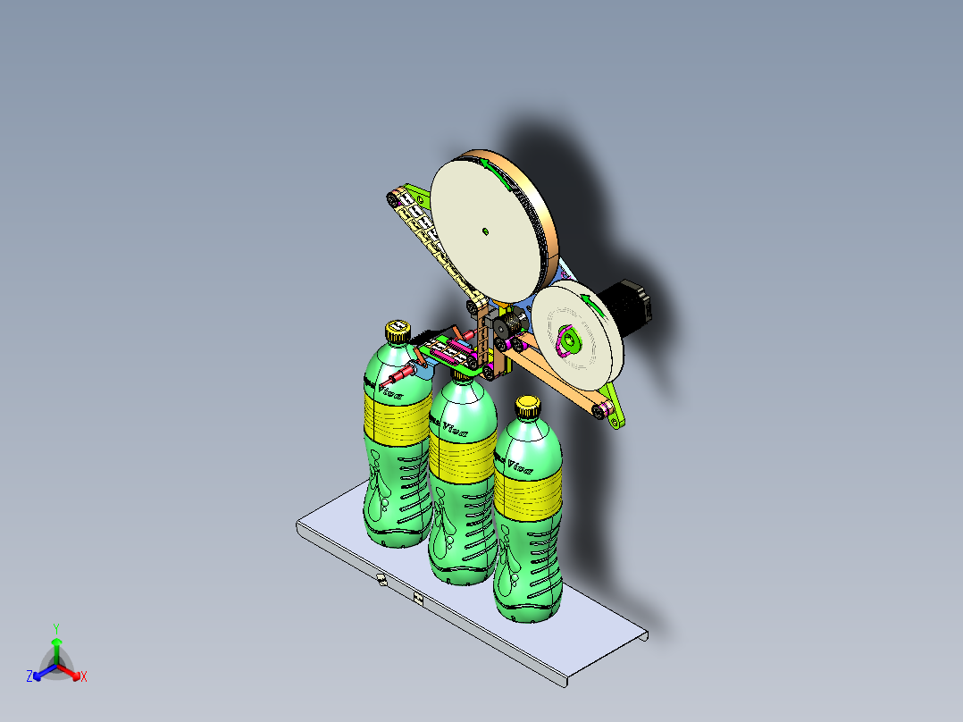 瓶盖标签粘贴机粘接器正等轴测图