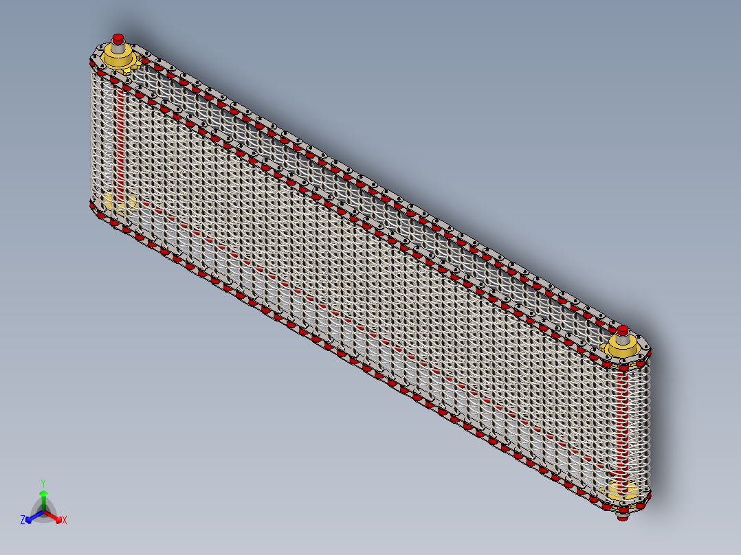 钢丝网带式输送机 滚子链 C2080---stp正等轴测图