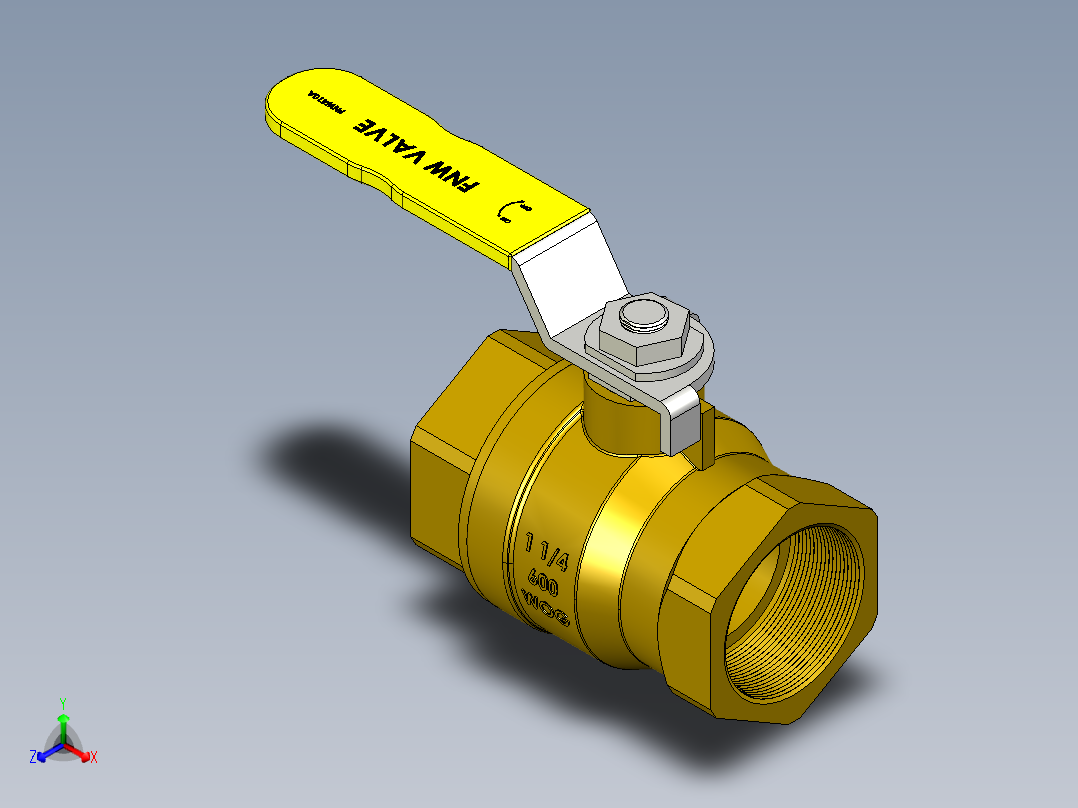 管道手动球阀-水管开关阀-手动阀门铜球阀DN32正等轴测图