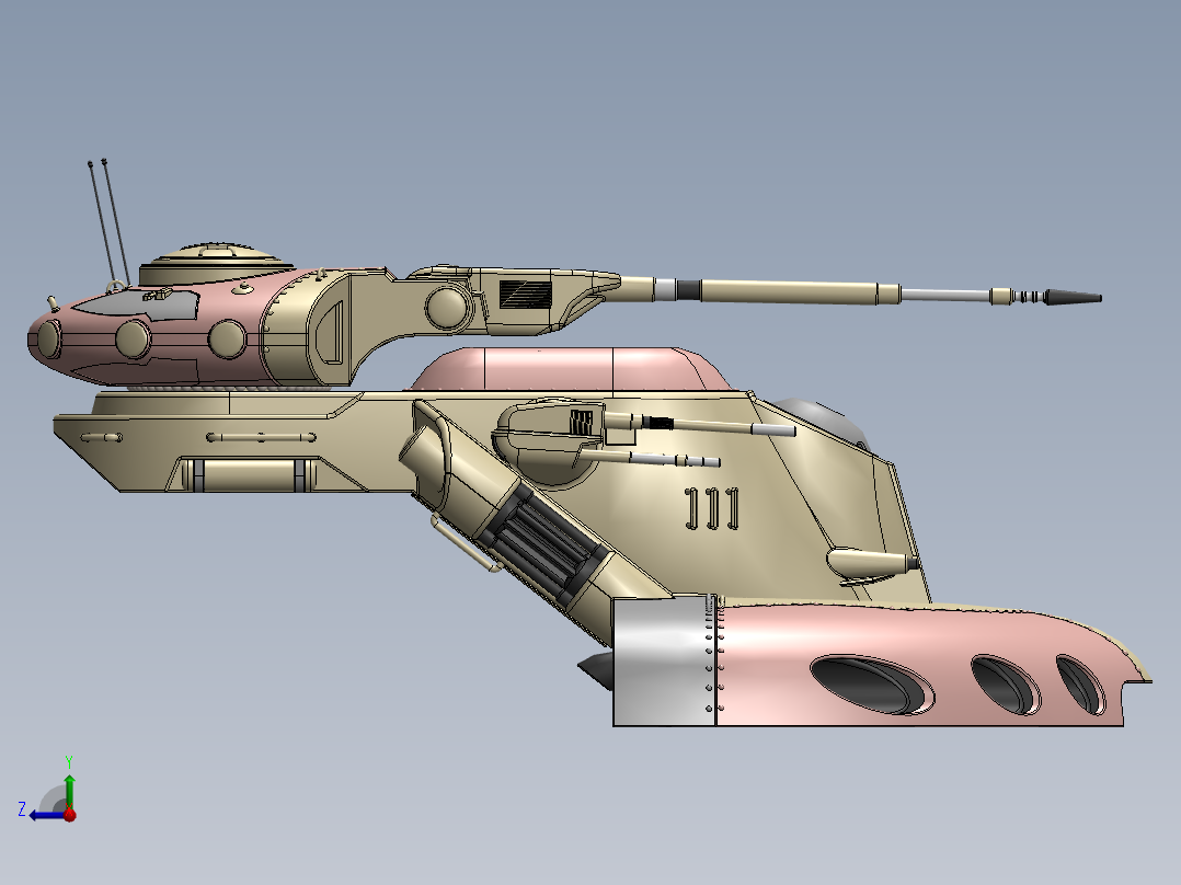 悬停坦克右视图