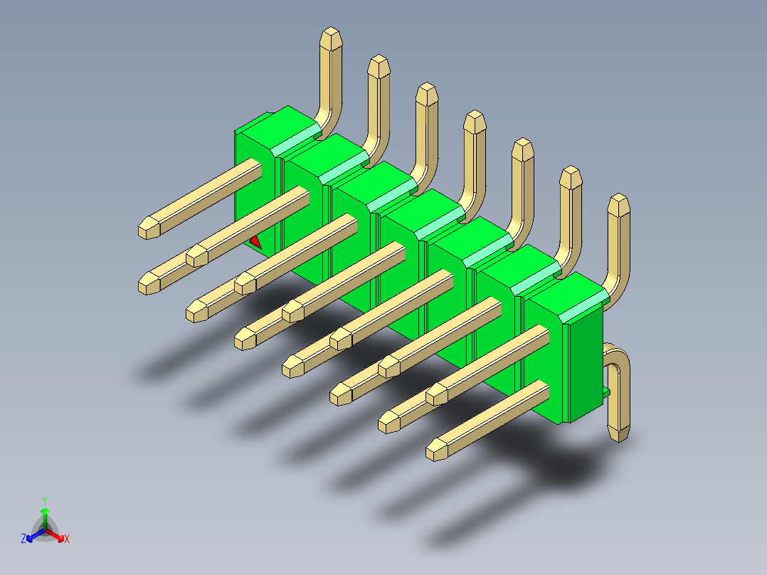 彩色公排针 100mil 2.54mm 系列-DS1022_green_14p_100mil_TypeSMT_rev1.0