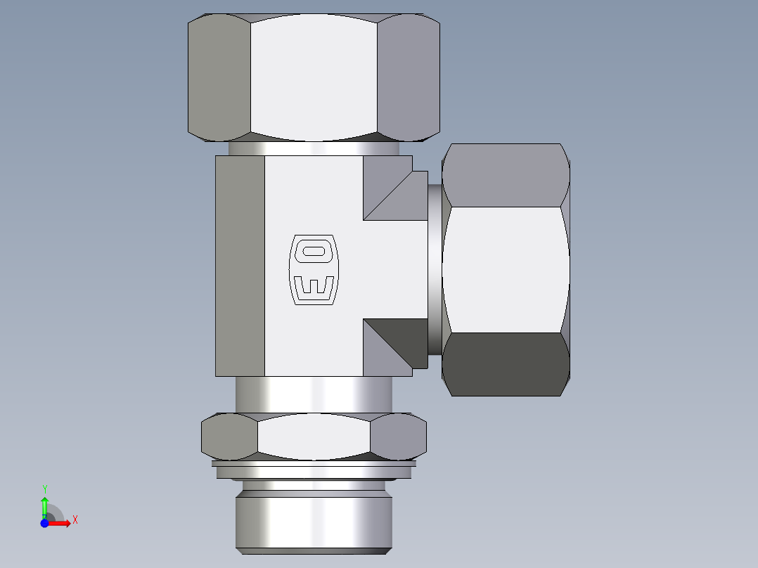 卡套式工业通用硬管接头EO_Adjustable_locknut_run_tee_LEE25ZSMCF前视图
