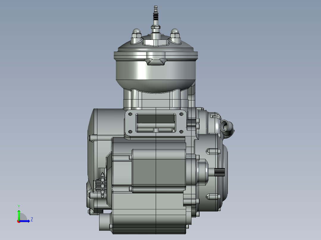 300cc摩托车发动机左视图