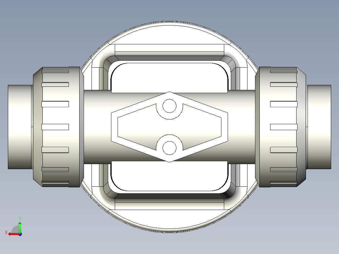 3DKMUICCP NC 气动隔膜阀，常闭，女性联盟结束，公制系列聚氯乙烯后视图