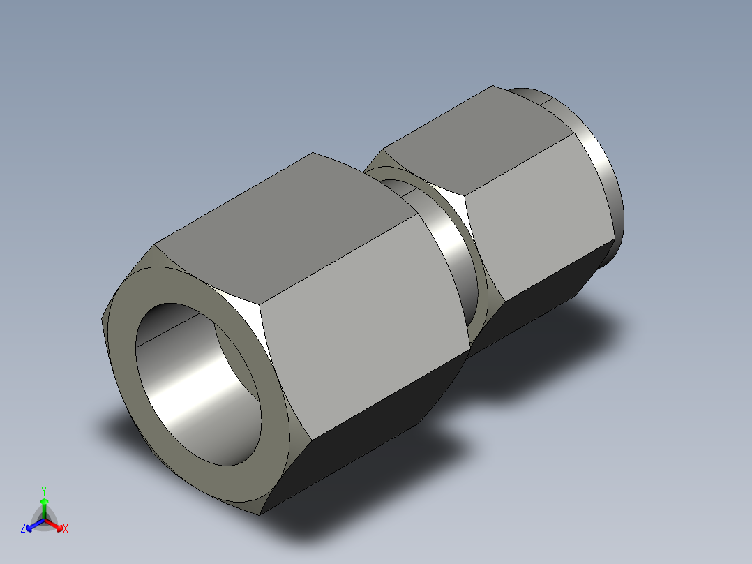卡套式工业通用硬管接头8-8_gbu-s正等轴测图
