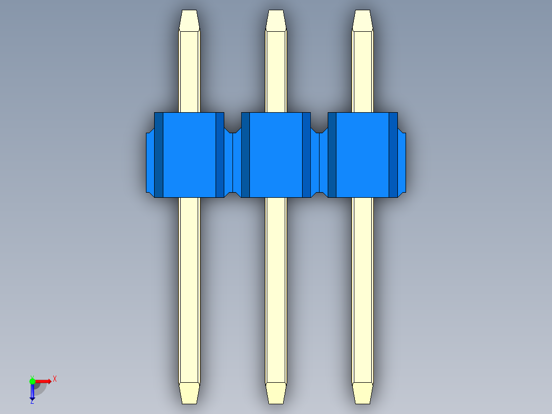 彩色公头100mil（2.54mm）系列-DS1021_blue_3x03p_100mil_Type1_rev1.0俯视图