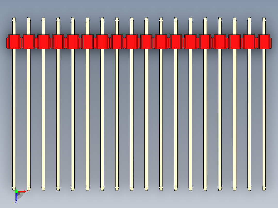 彩色公头100mil（2.54mm）系列-DS1021_red_1x18p_100mil_Type43_rev1.0俯视图