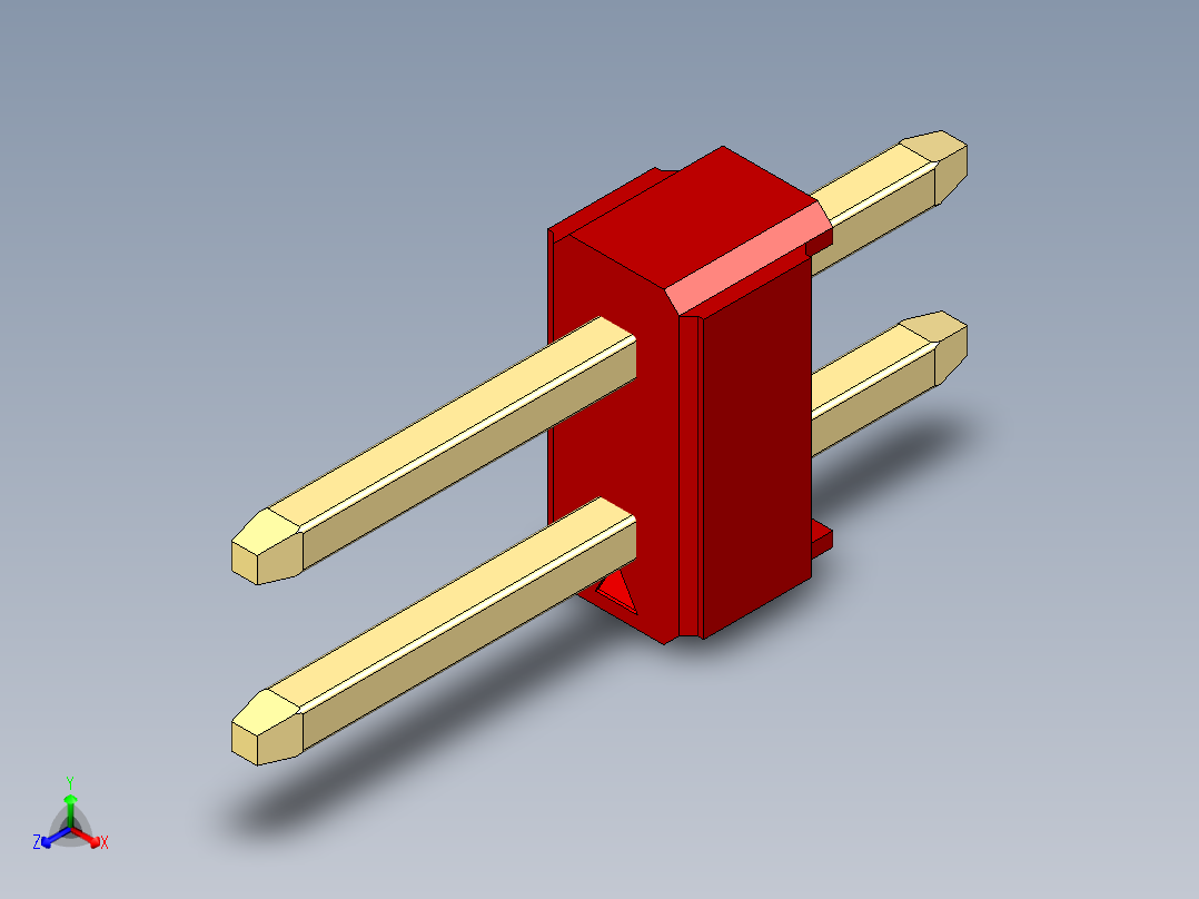 彩色公头100mil（2.54mm）系列-DS1021_red_2x01p_100mil_Type1_rev1.0正等轴测图