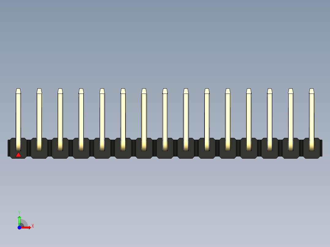 彩色公排针 100mil 2.54mm 系列-DS1022_black_15p_100mil_TypeU_rev1.0前视图