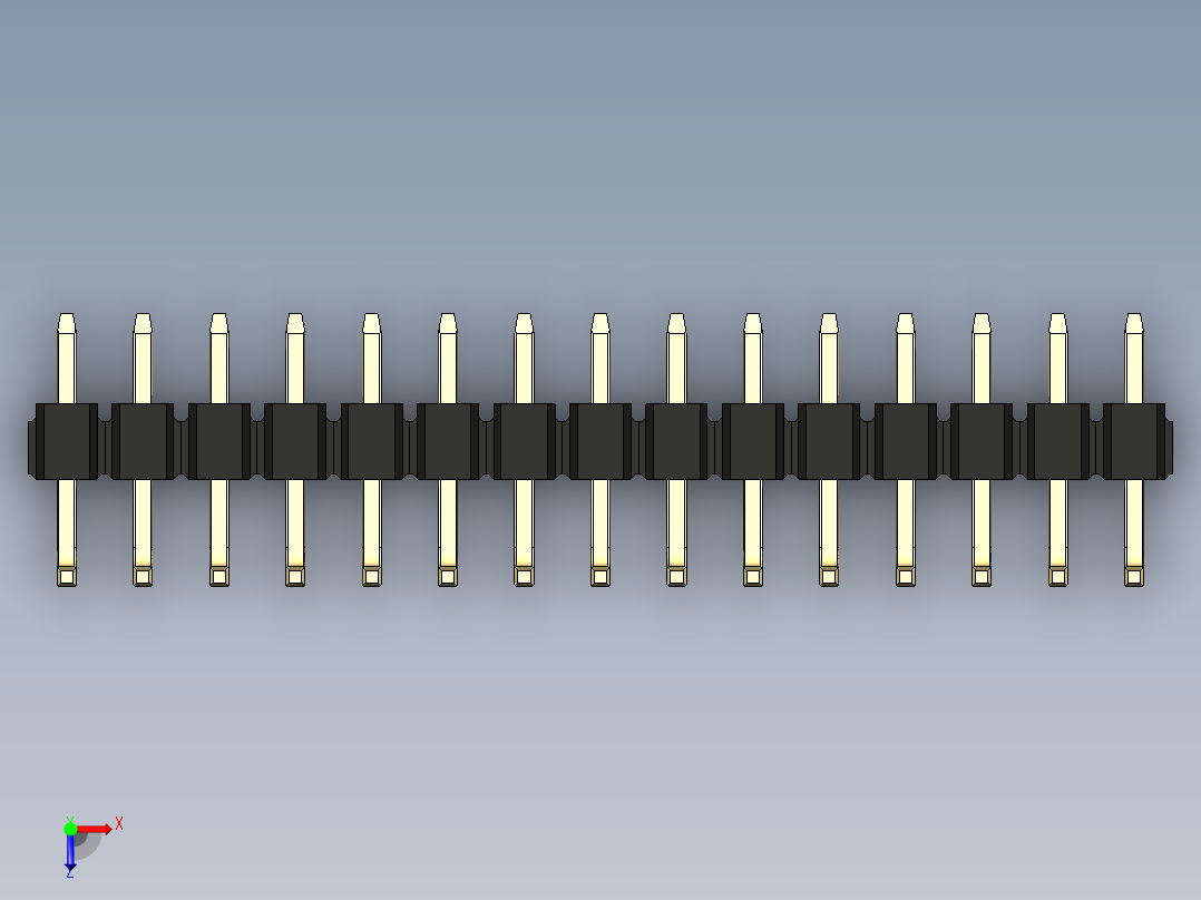 彩色公排针 100mil 2.54mm 系列-DS1022_black_15p_100mil_TypeU_rev1.0俯视图