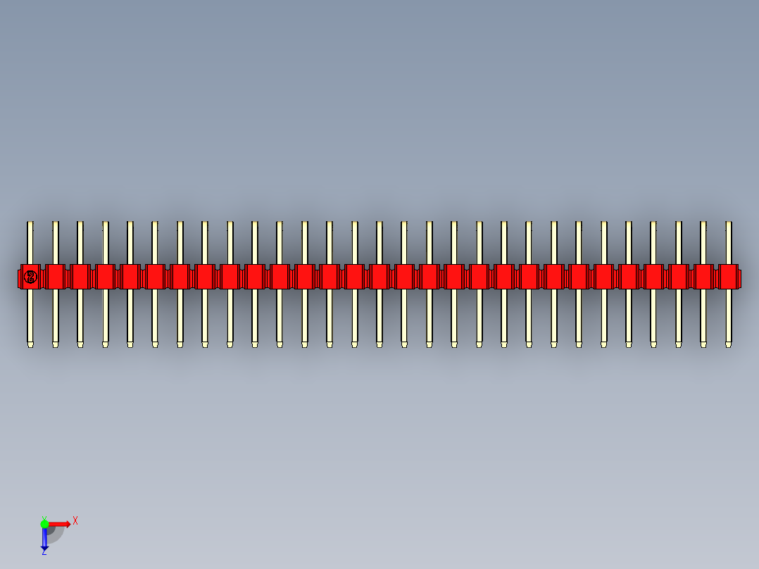 彩色公排针 100mil 2.54mm 系列-DS1022_red_2x29p_100mil_TypeD_rev1.0俯视图