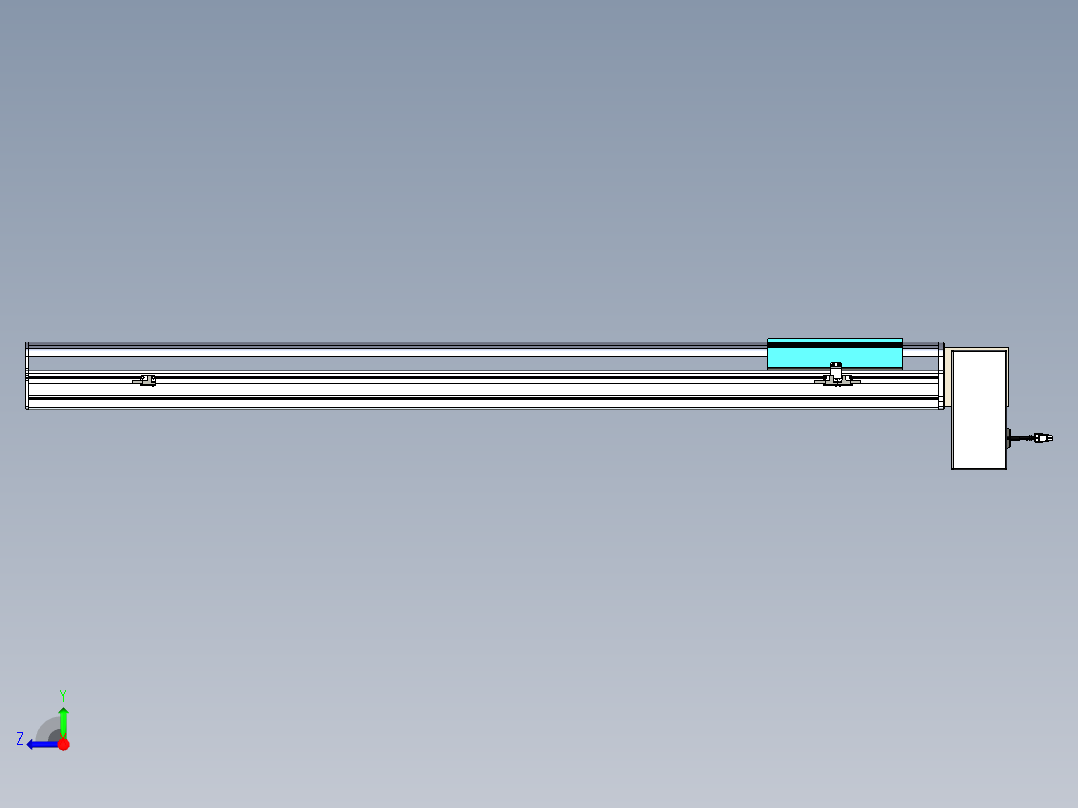 同步带滑台-半封闭B22H-L100-C-S1150-RD-P75-D3-N5右视图