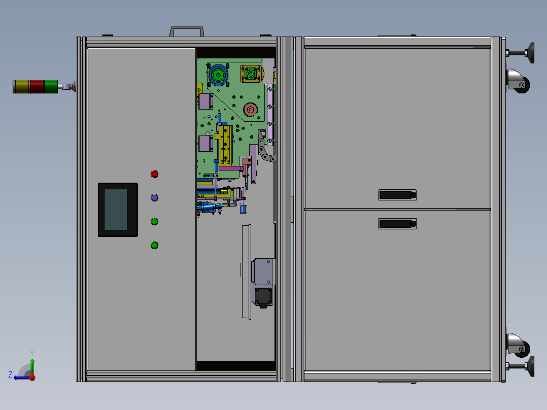 自动化四工位贴标机3D模型右视图