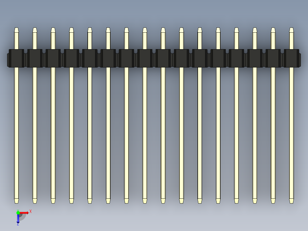 彩色公头100mil（2.54mm）系列-DS1021_black_2x16p_100mil_Type19_rev1.0俯视图