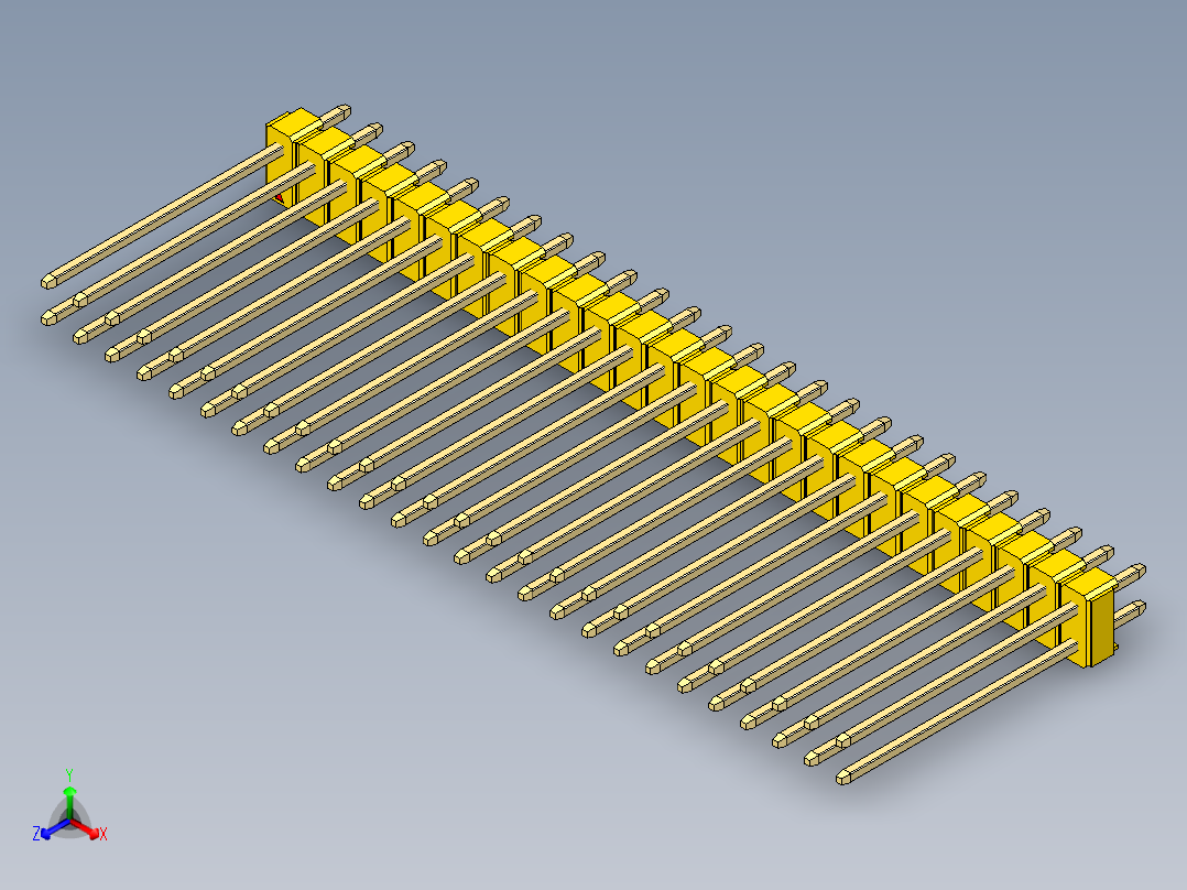 彩色公头100mil（2.54mm）系列-DS1021_yellow_2x26p_100mil_Type19_rev1.0正等轴测图