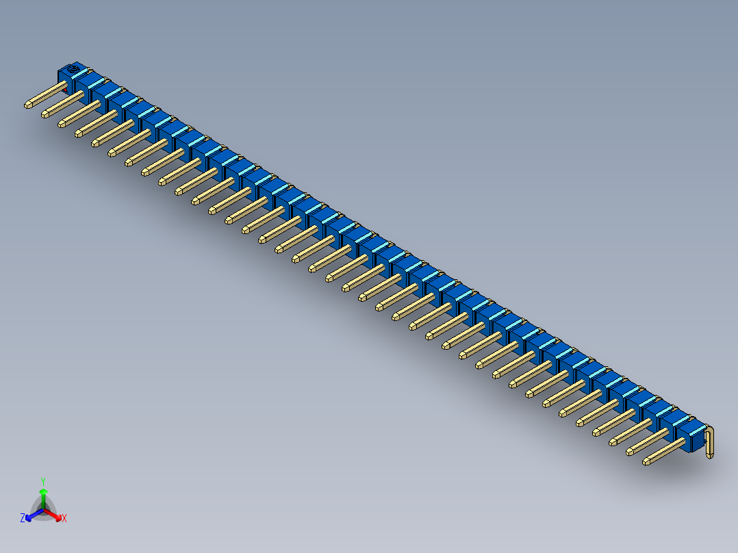 彩色公排针 100mil 2.54mm 系列-DS1022_blue_1x38p_100mil_TypeD_rev1.0
