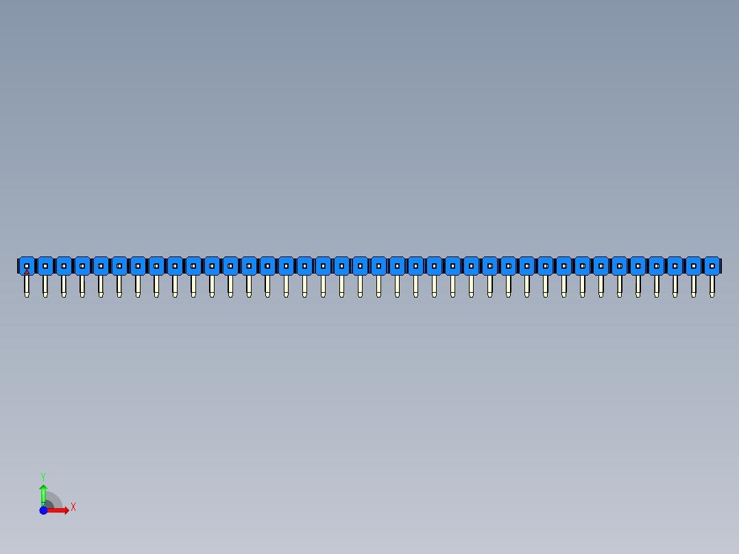 彩色公排针 100mil 2.54mm 系列-DS1022_blue_1x38p_100mil_TypeD_rev1.0前视图