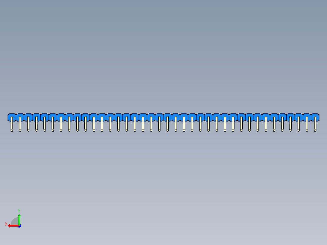 彩色公排针 100mil 2.54mm 系列-DS1022_blue_1x38p_100mil_TypeD_rev1.0后视图