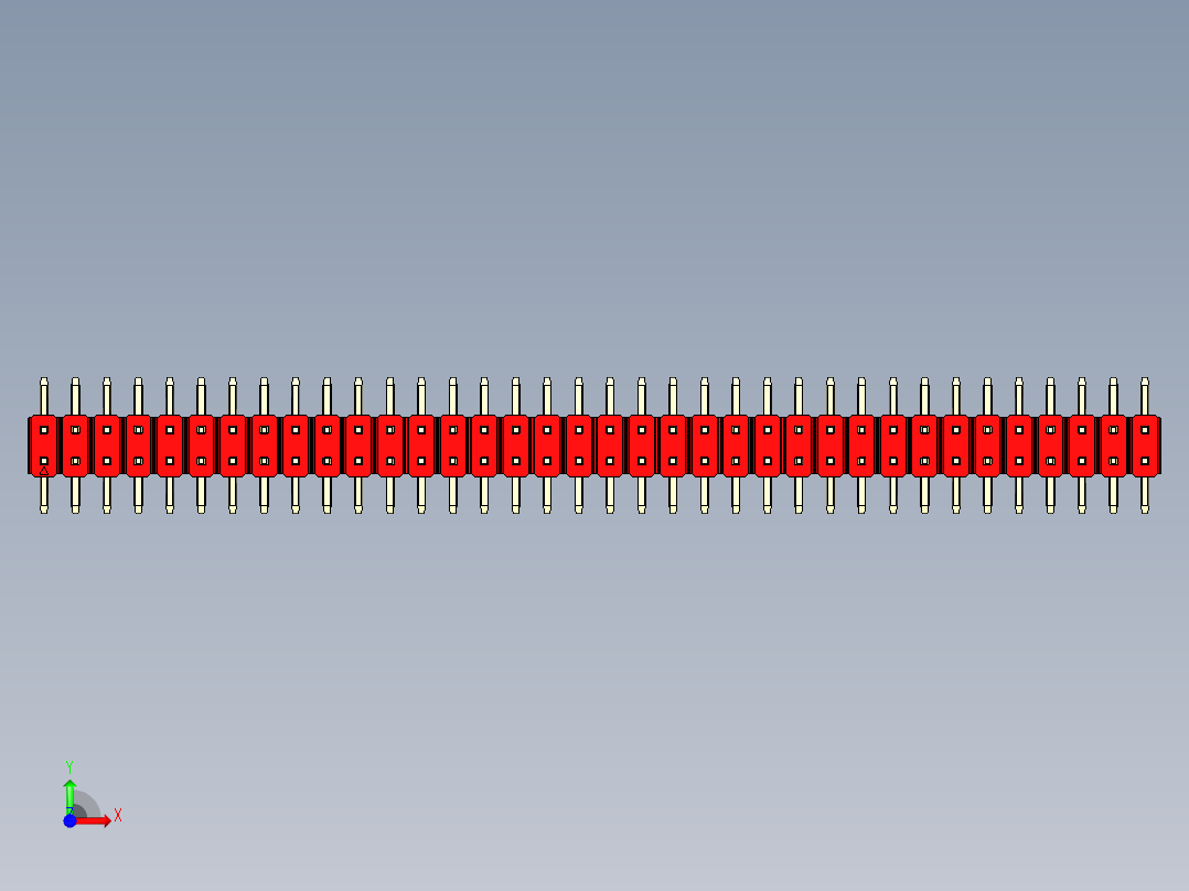 彩色公排针 100mil 2.54mm 系列-DS1022_red_72p_100mil_TypeSMT_rev1.0前视图
