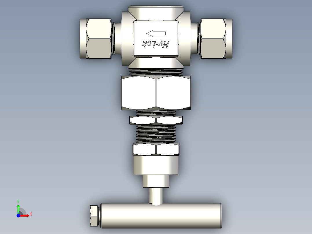 不锈钢严酷应用活接头阀盖针阀，GB系列，调节杆前视图