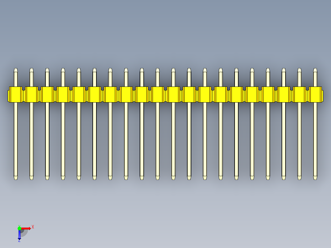 彩色公头100mil（2.54mm）系列-DS1021_yellow_1x20p_100mil_Type5_rev1.0俯视图
