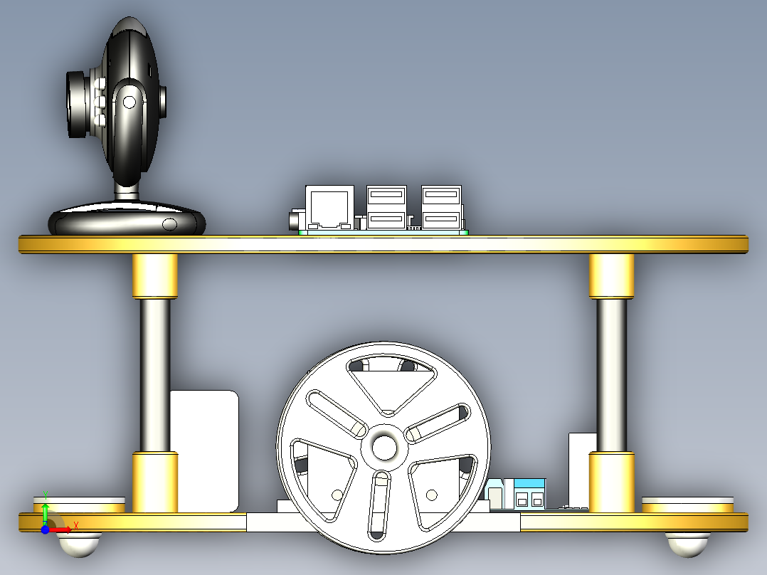 差速驱动圆盘小车前视图