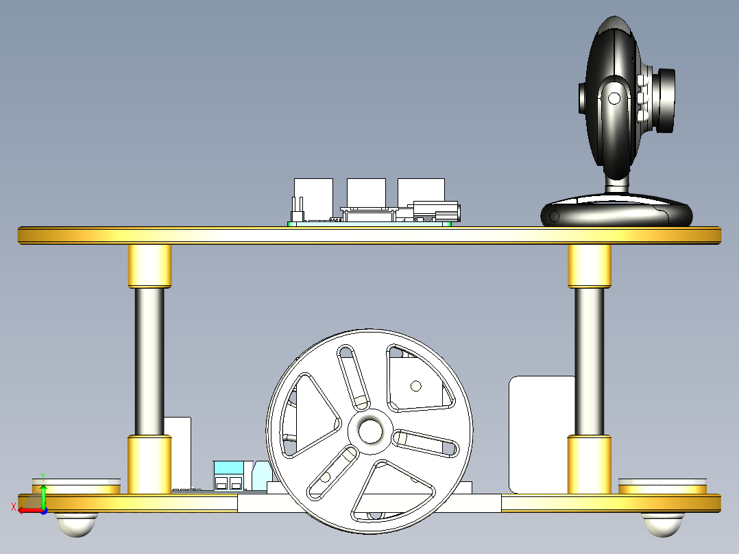 差速驱动圆盘小车后视图