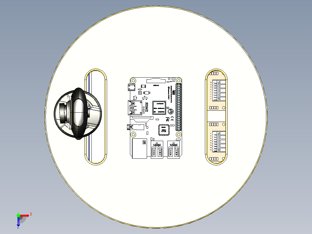 差速驱动圆盘小车俯视图