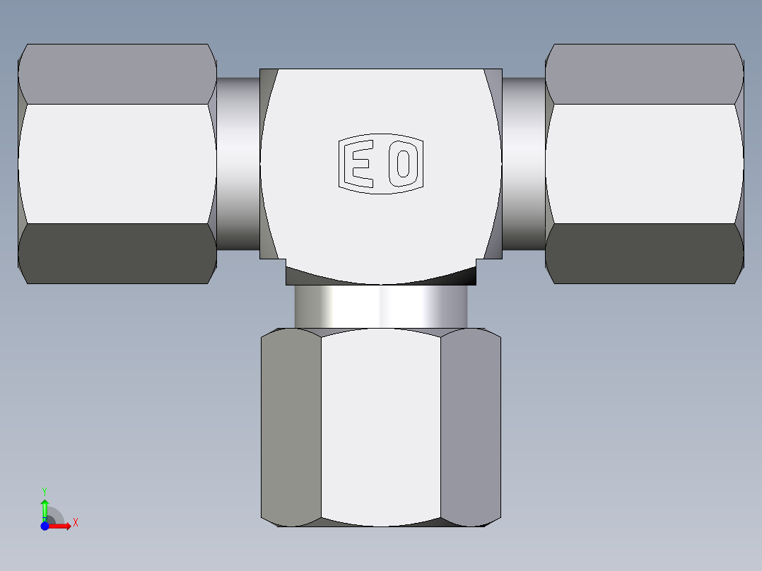 卡套式工业通用硬管接头EO_Union_tee_T06LLCF前视图