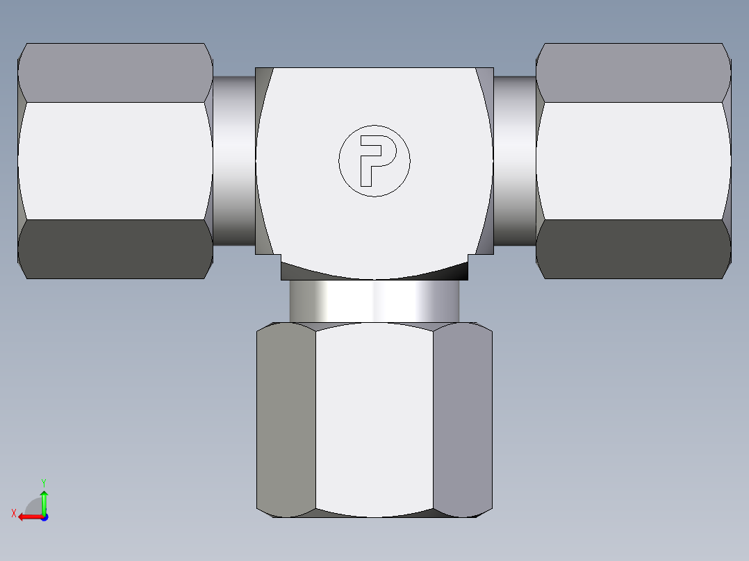 卡套式工业通用硬管接头EO_Union_tee_T06LLCF后视图