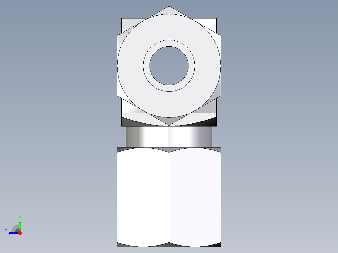 卡套式工业通用硬管接头EO_Union_tee_T06LLCF右视图