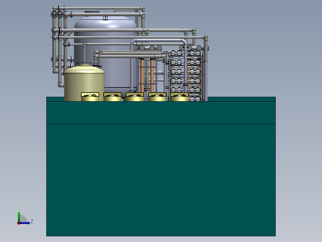 uf-ro超滤反渗透双膜法水厂 3d图 机械设计素材3D模型参考资料左视图