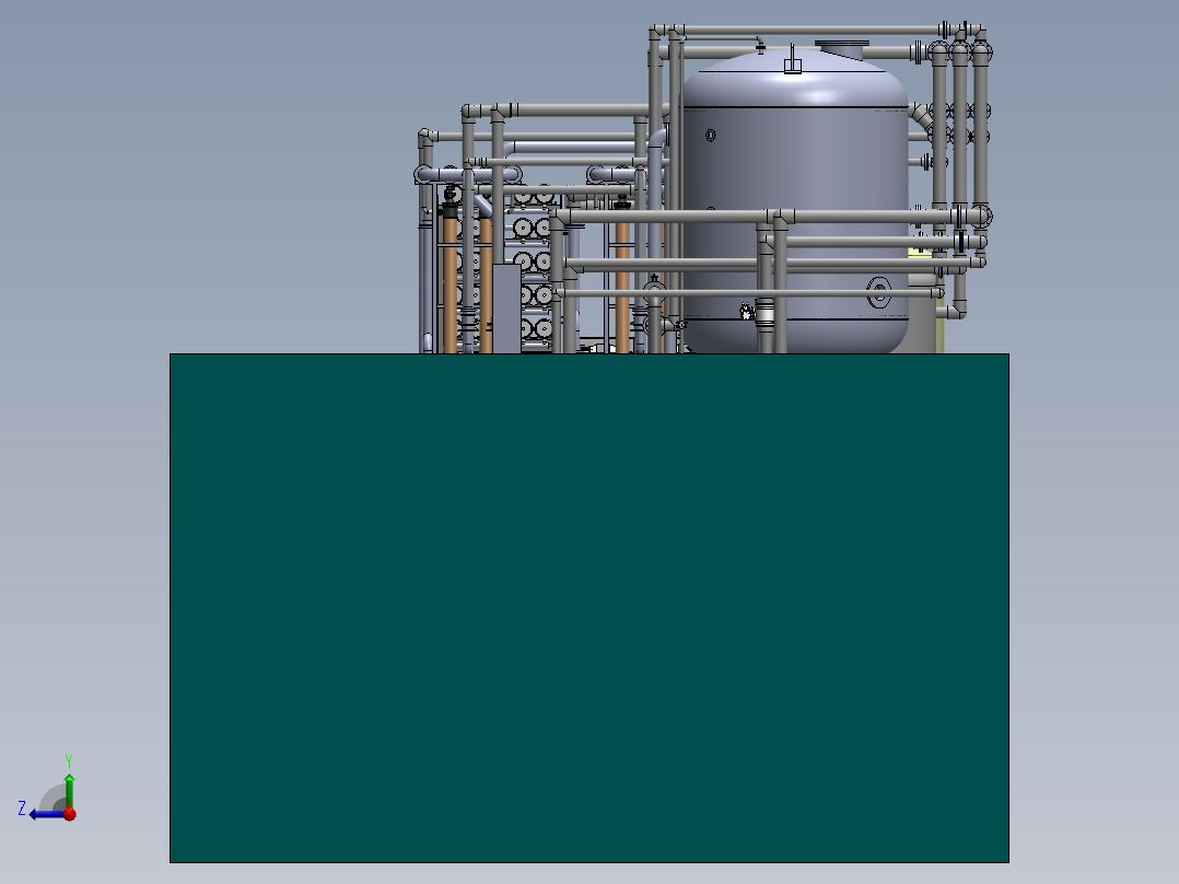 uf-ro超滤反渗透双膜法水厂 3d图 机械设计素材3D模型参考资料右视图
