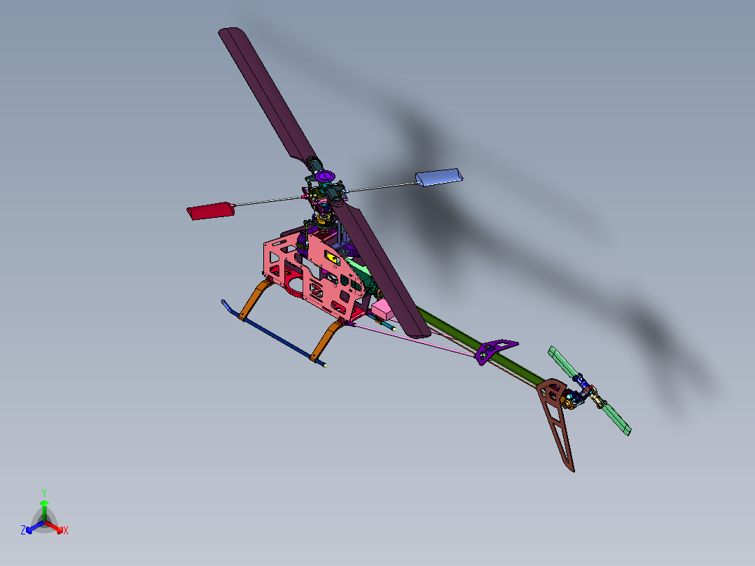 智能感应悬浮玩具飞机遥控直升机正等轴测图