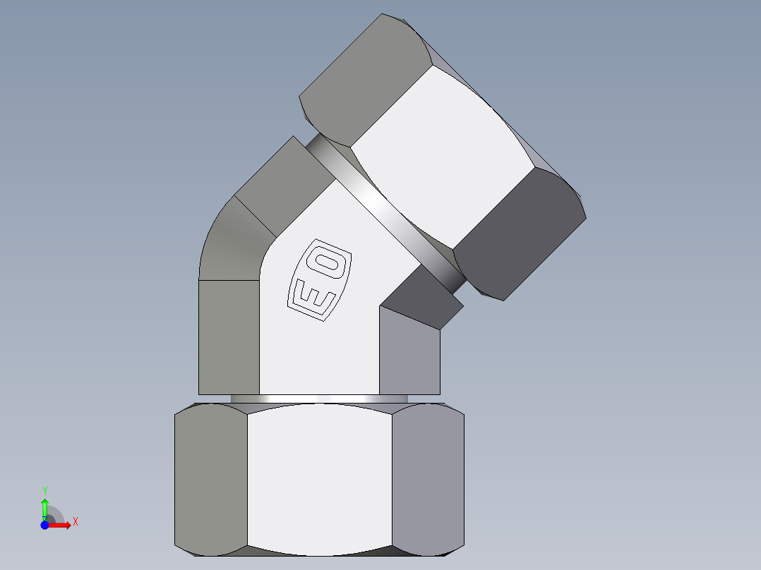 卡套式工业通用硬管接头EO_Swivel_nut_45_deg_elbow_EV22ZL71前视图