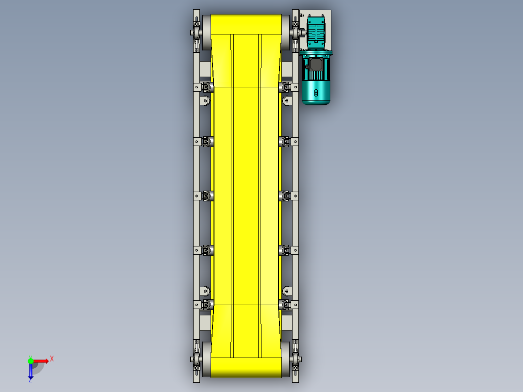 650-3000皮带输送机3D图纸 STP igs x_t格式俯视图