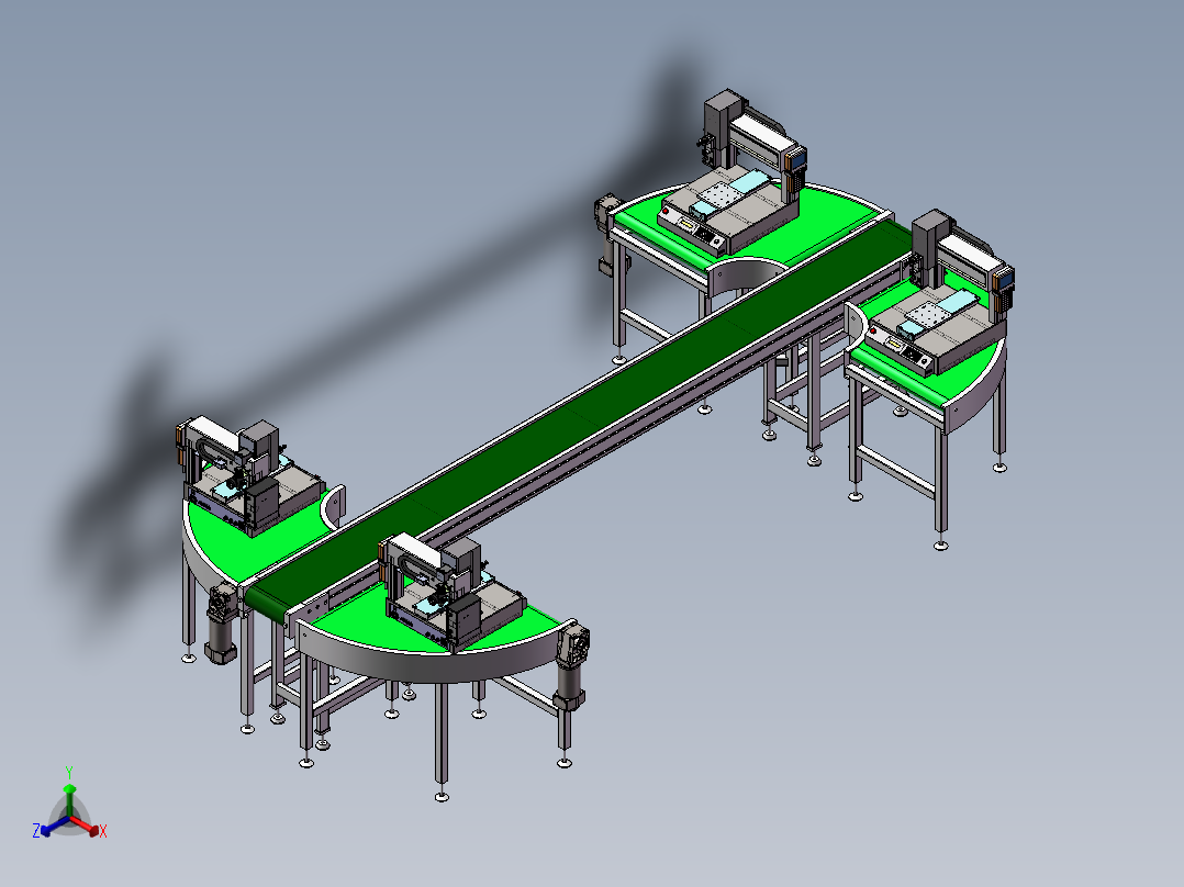 三坐标激光点焊机产线sw17可编辑正等轴测图